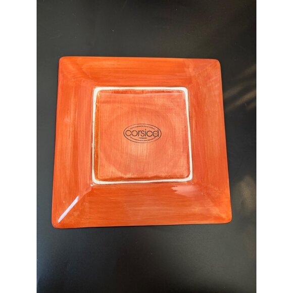 Corsica Hand Painted Large Square Plate Multicolored Check Block design 10"x10" - Picture 4 of 7